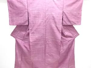 横段に抽象模様織り出し手織り紬着物